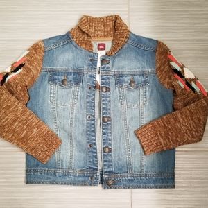 NEW kids Denim Jacket w Sweater collar/sleeves 6/7